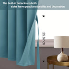 Jiuzhen Short Curtains Kitchen Half Window Blackout Curtains With Tiebacks For Baseroom Shadows, Grommet Curtains For Living Room, Set Of 2 Window Curtain Panels, 52 X 30 Inch Length,Turquoise