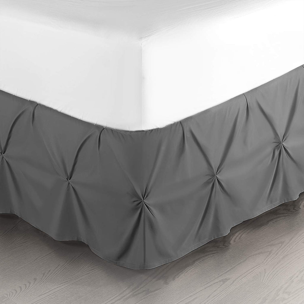 Nestl Grey Bed Skirt Twin Size, Pinch Pleat Twin Bed Skirt, 14' Inch Drop Twin Bedskirt, Hotel Quality Grey Bed Skirts, Premium Microfiber Bedskirt For Twin Bed, Grey Twin Bed Skirt