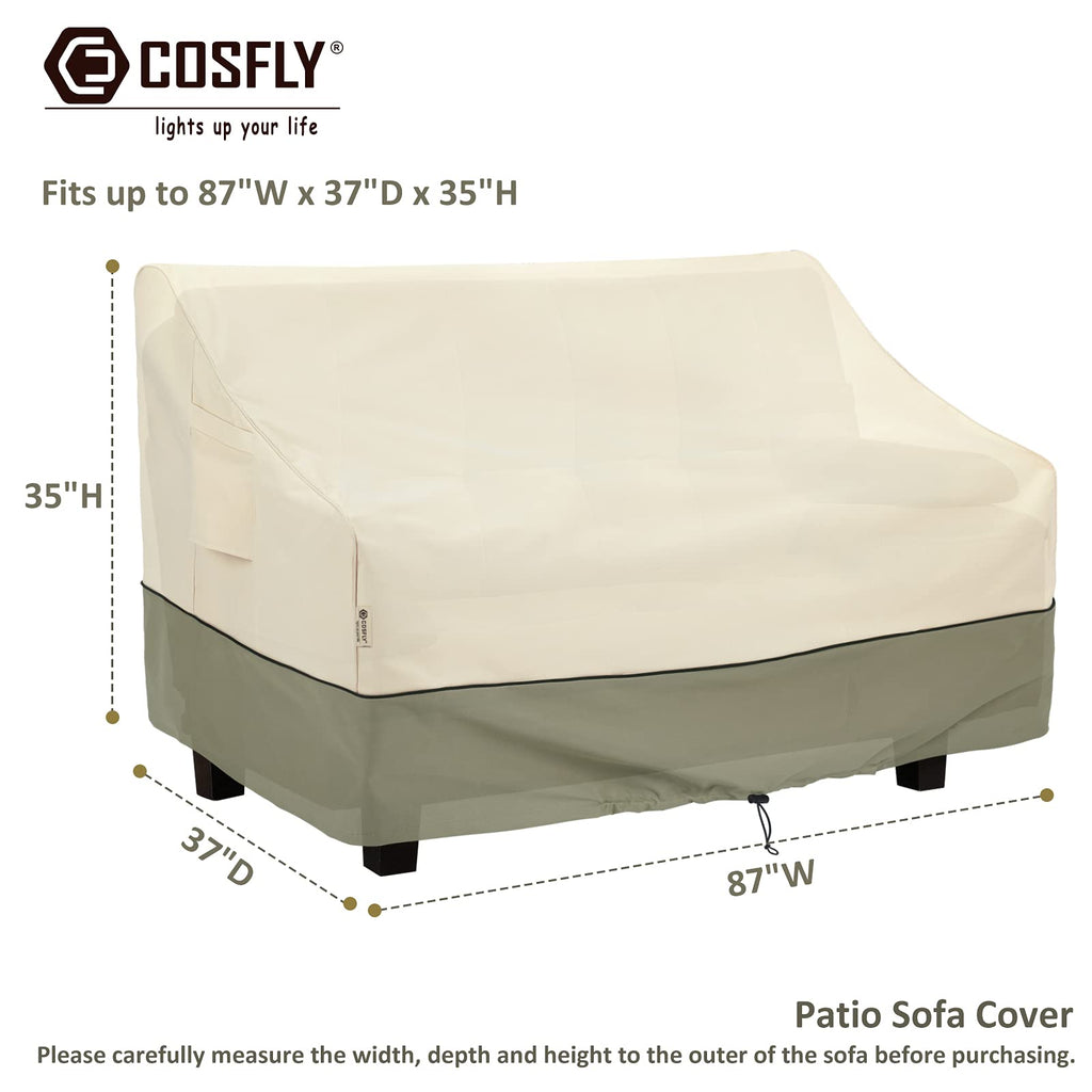 Cosfly Patio Furniture Covers Waterproof, Outdoor Sofa Cover Heavy Duty Fits Up To 87W X 37D X 35H Inches