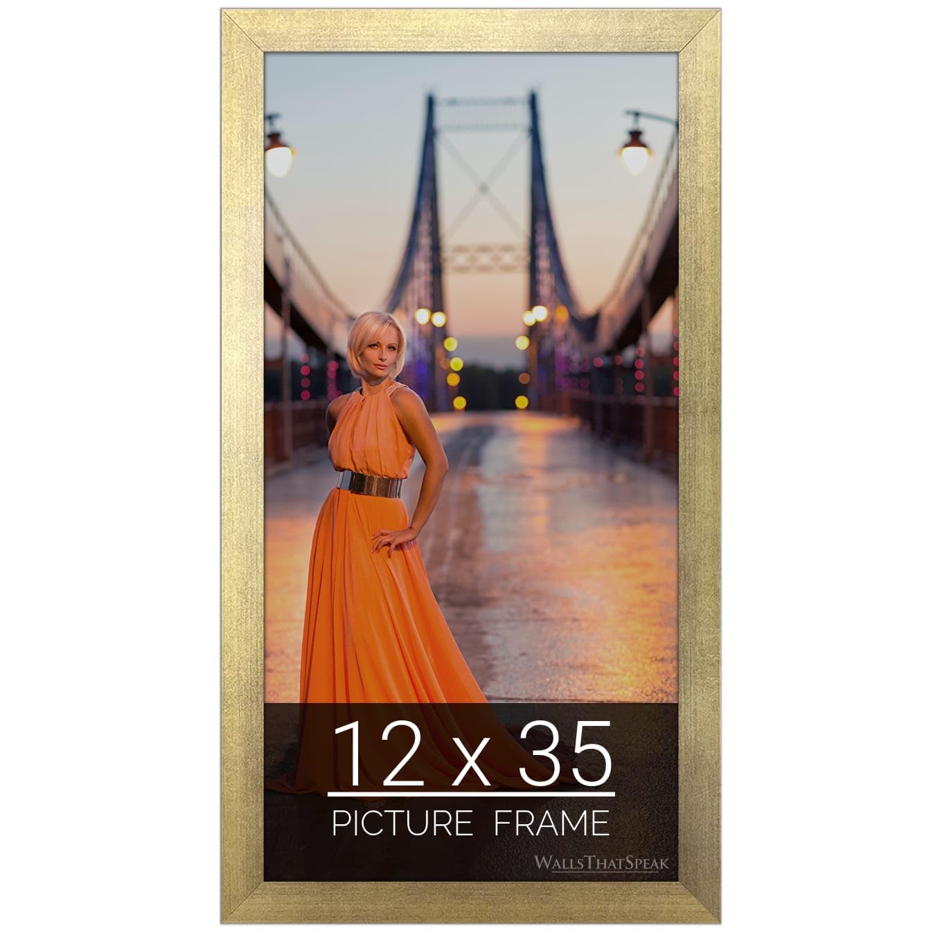 wallsthatspeak 12x35 Gold Picture Frame for Puzzles Posters Photos or Artwork