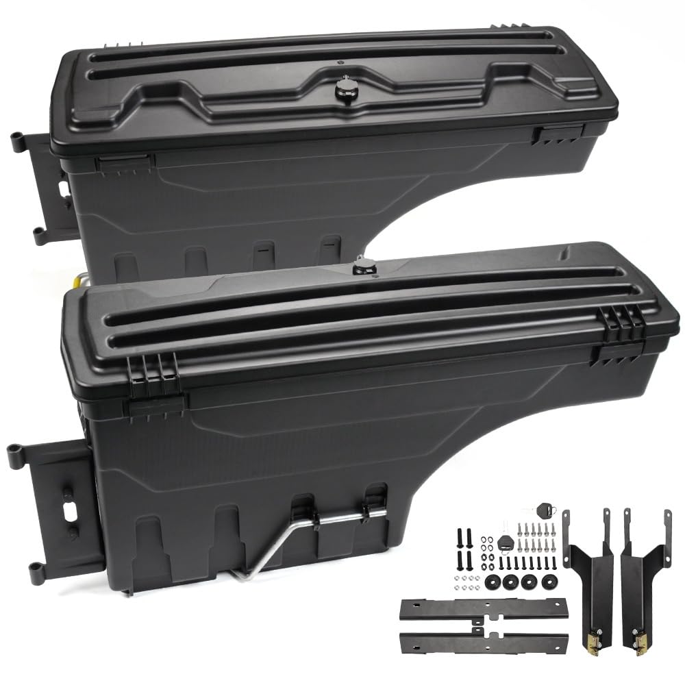 G-PLUS Lockable Storage Boxes Case Truck Bed Tool Box Driver & Passenger Side Pair Compatible with Ford F150 2015-2020 Black