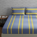 Huesland By Ahmedabad Cotton 144 Tc Pure Cotton Bedsheets For King Size Bed With 2 Pillow Covers | 108X108 Inches | Striped Grey