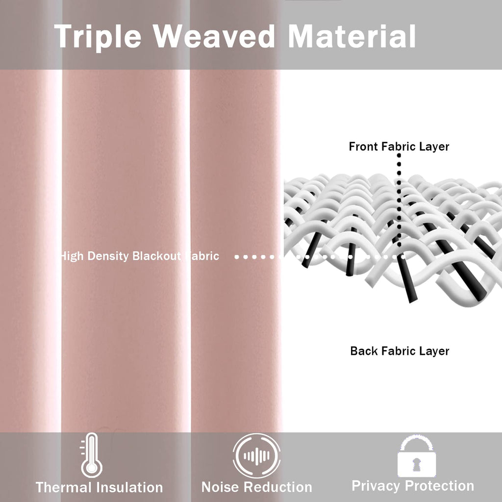 Jiuzhen Blush Pink Blackout Curtains For Bedroom, Light Blocking And Noise Reducing Grommet Curtains For Living Room Darkening Curtains, Set Of 2 Window Curtain Panels, 38 X 72 Inch Length