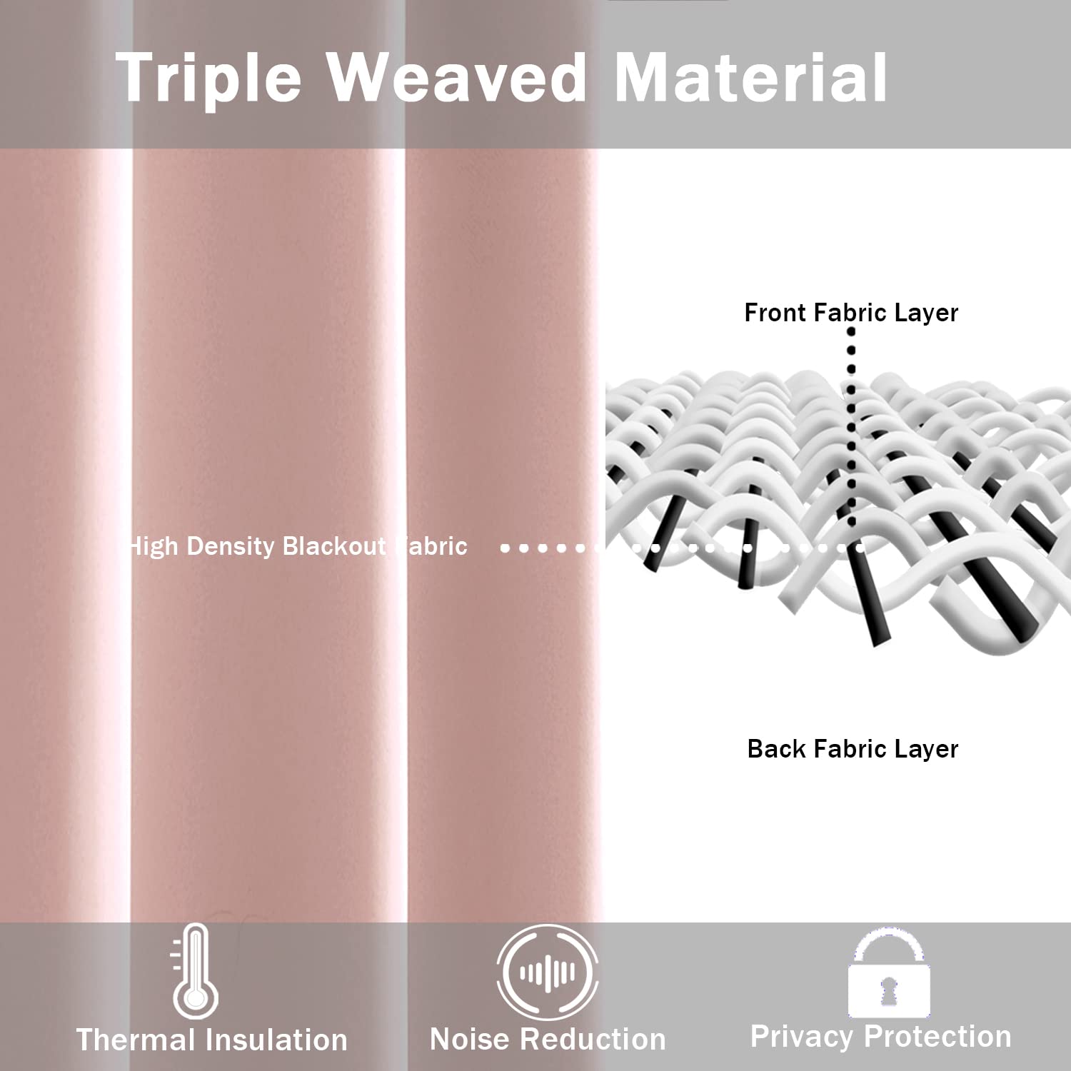 Jiuzhen Blush Pink Blackout Curtains For Bedroom, Light Blocking And Noise Reducing Grommet Curtains For Living Room Darkening Curtains, Set Of 2 Window Curtain Panels, 38 X 72 Inch Length