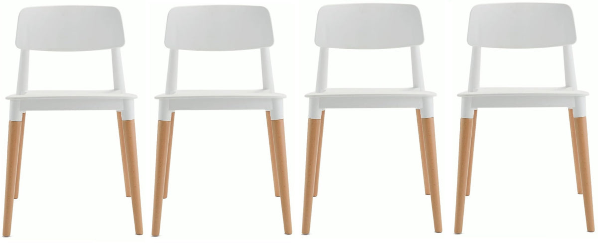 Finch Fox Bella Molded Abs Plastic With Wood & American Midcentury Styling Armless Side Dining Chairs For Home, Cafe, Restauren