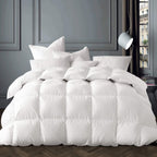 Globon King Size Winter White Goose Down Comforter, 800 Fill Power, 400 Thread Count, Ultra Soft Noiseless Shell, White