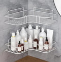 (Pack Of 2 White) MultiPurpose Corner Shelf For Bathroom And Kitchen  SelfAdhesive Shelf, SpaceSaving Kitchen, Washroom Orga