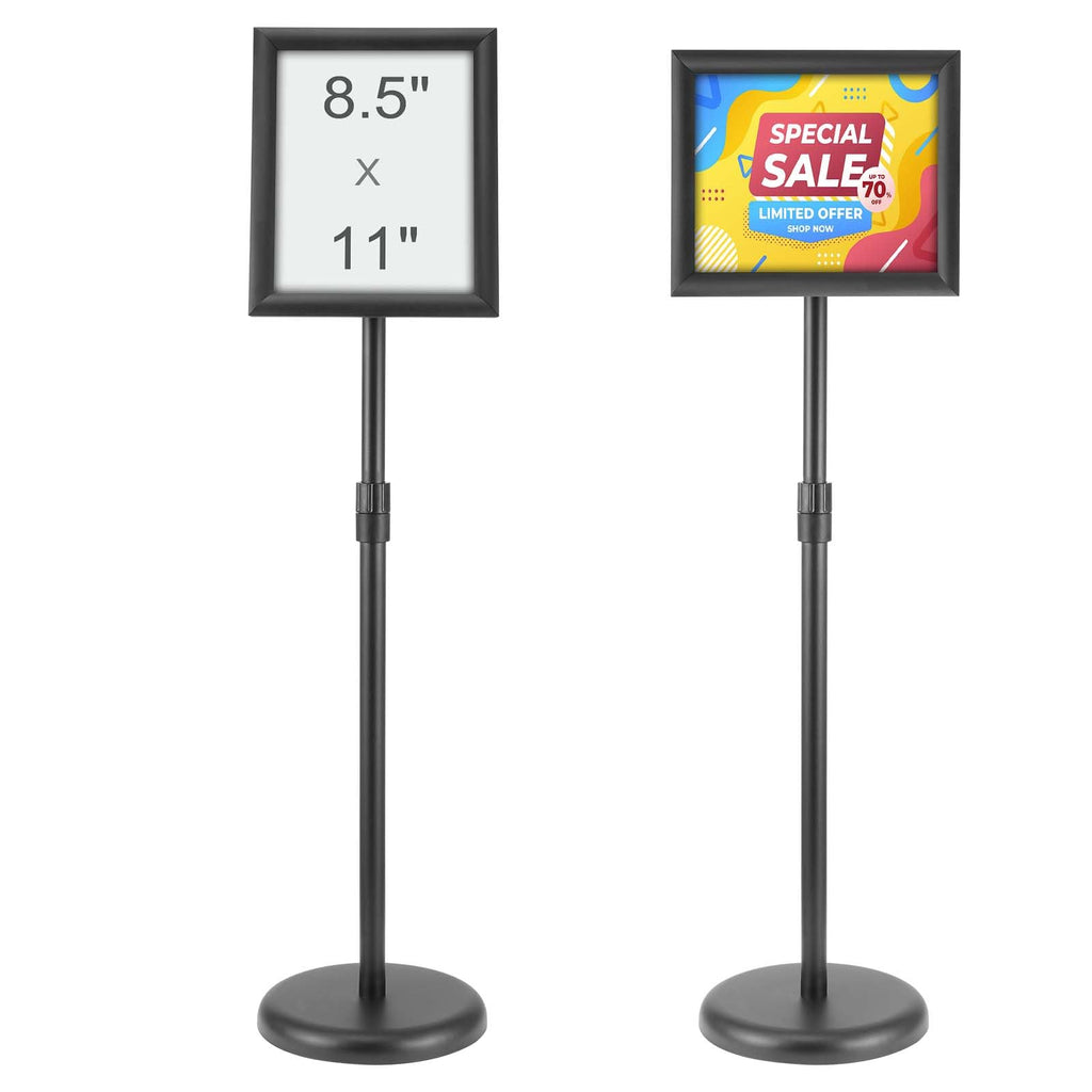 VEVOR 8.5 x 11 Inch Adjustable Sign Holder, Heavy-Duty Black Aluminum Floor Stand for Display and Advertisement