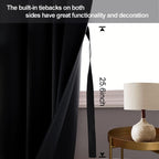 Jiuzhen Black Blackout Curtains With Tiebacks - Thermal Insulated, Light Blocking And Noise Reducing Grommet Curtains For Bedroom And Living Room, Set Of 2 Window Curtain Panels, 60 X 72 Inch Length
