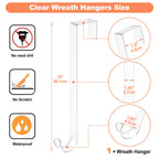 15' Clear Wreath-Hanger Non Scratch Over The Door Hooks,1 Pack Wreath-Door-Hanger Easter Halloween Christmas Decoration,Welcome
