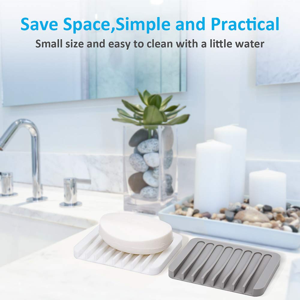 2Pcs Mcyye Self Draining Soap Dishes, Premium Silicone Soap Holder & Saver For Shower, Bathroom, Kitchen, Bath Tub, Razor, Spong