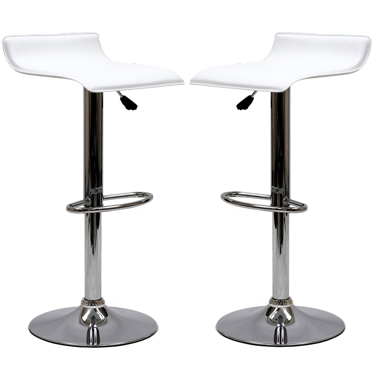 Modway Gloria Vintage Modern Faux Leather Upholstered Swivel Two Bar Stools In White