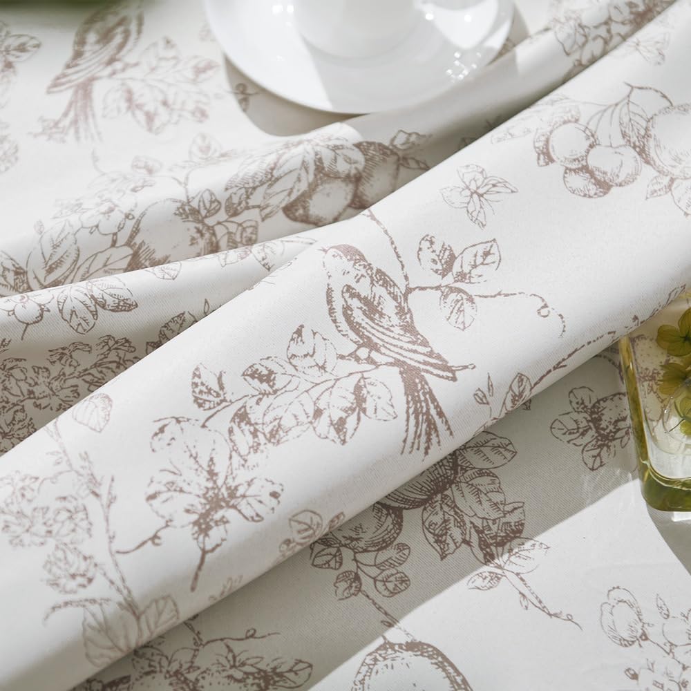 Jinchan 100% Blackout Floral Curtains 84 Inches Long, Printed Flower Taupe Blackout Curtains For Bedroom Rod Pocket Back Tab Full Blackout Curtains Thermal Insulated Window Drapes, 2 Panels Taupe