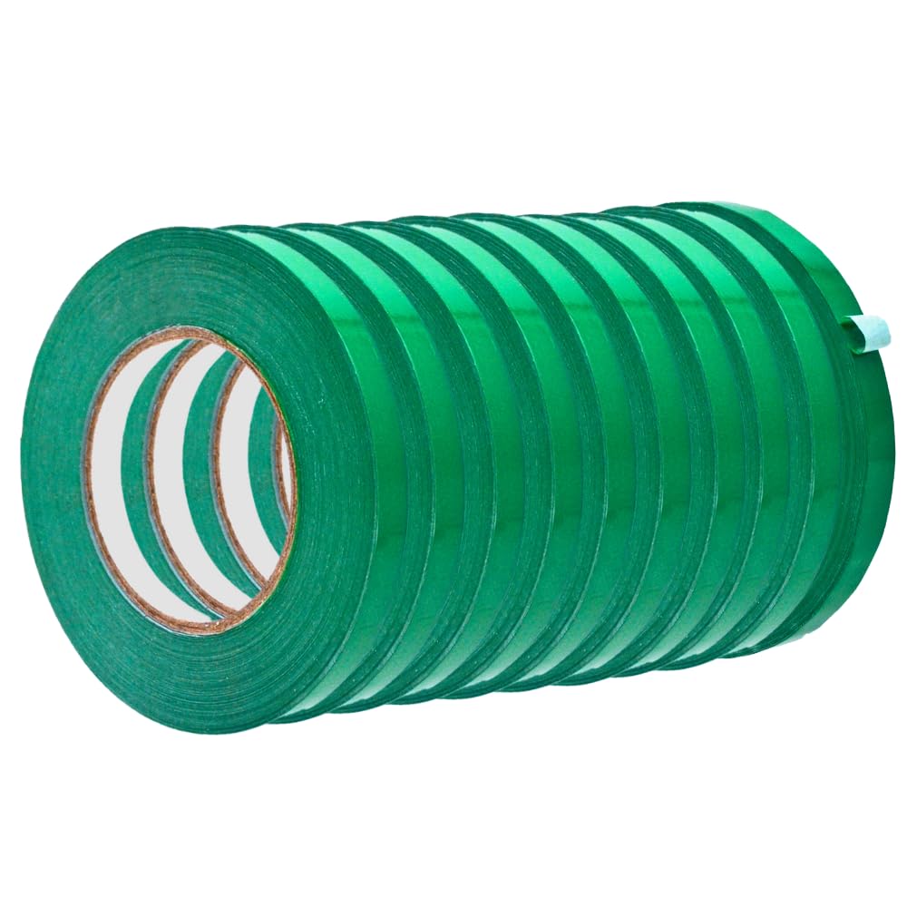WOD Dark Green Produce Poly Bag Sealing Tape, 1/2 inch x 180 yds. (Pack of 10) for Packaging and Sealing of Meat, Gifts, or Ice 