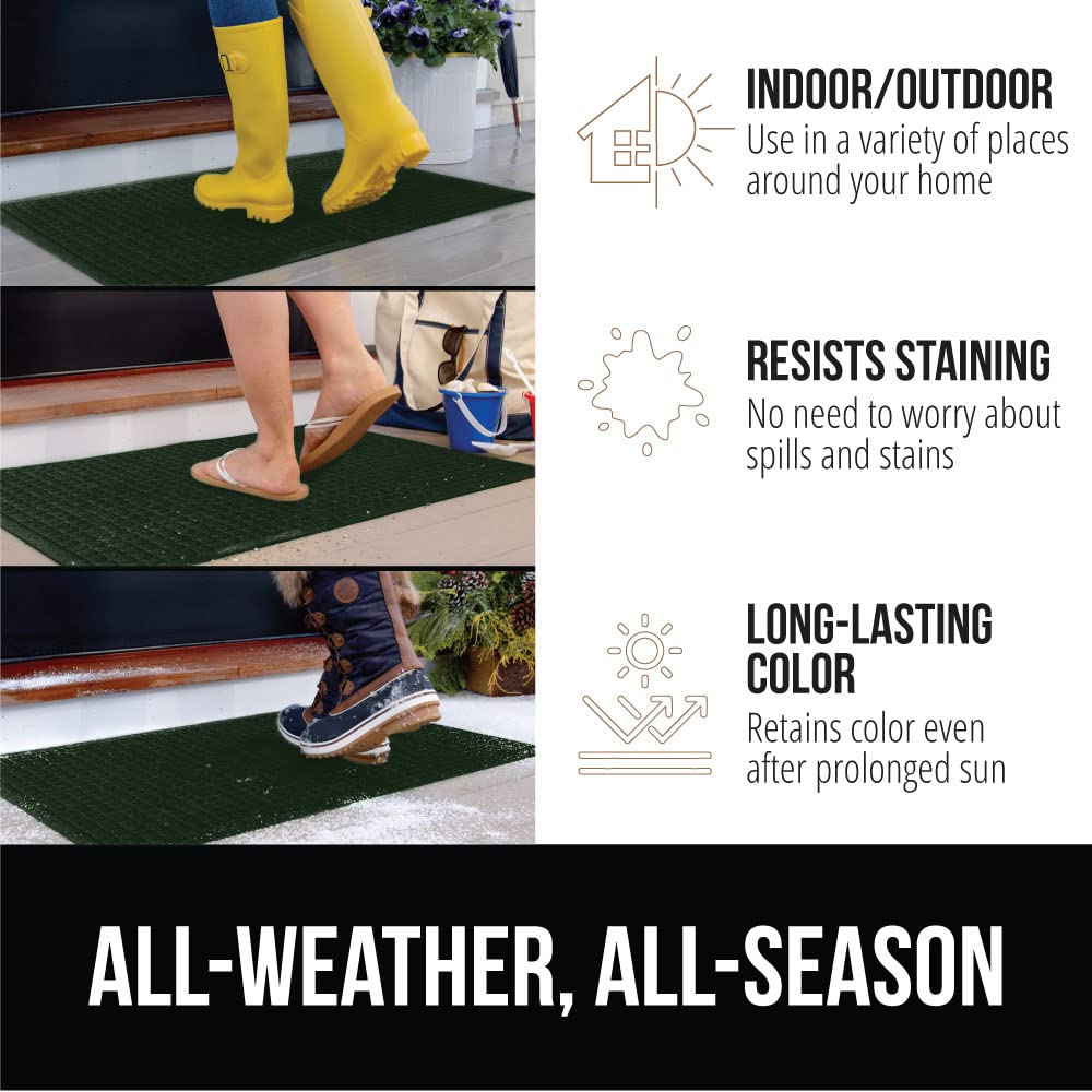Gorilla Grip Ultra Absorbent Moisture Guard Doormat, Absorbs Up To 1.7 Cups Of Water, Stain And Fade Resistant, Spiked Rubber Backing, All Weather Mats Capture Dirt, Indoor Outdoor, 29X17, Green
