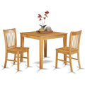 East West Furniture Oxford 3 Piece Kitchen Set Contains a Square Table and 2 Dining Room Chairs, 36x36 Inch, OXNO3-OAK-W