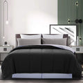 Downcool Comforter California King Size, Reversible Duvet Insert,Black/Grey All Season Blanket, Lightweight Quilt, Down Alternat