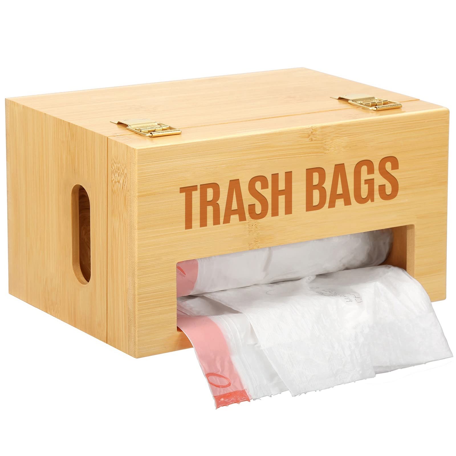 Libreshine Garbage Bag Dispenser Roll Holder, Kitchen Trash Bag Dispenser Wall Mount, Bamboo Trash Bag Organizer Under Sink (Sta