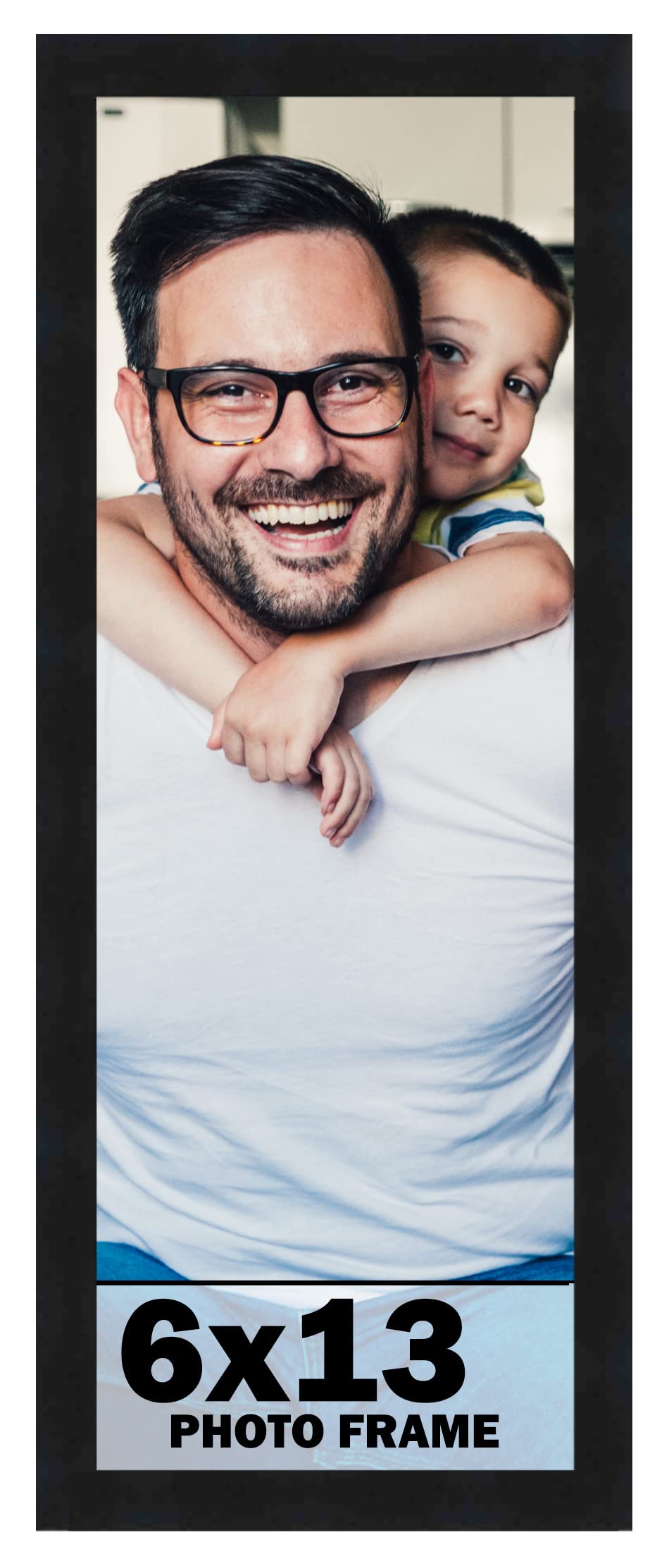 6x13 Frame Black Picture Frame - Complete Modern Photo Frame Includes UV Acrylic Shatter Guard Front, Acid Free Foam Backing Boa