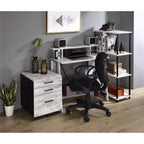 Acme Nypho 4 Wooden Shelves Rectangular Bookshelf In Antique White And Black