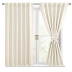 Hiasan Ivory Room Darkening Curtains 45 Inches Long, Light Blocking Thermal Insulated Rod Pocket & Back Tab Drapes Sewn With Tie