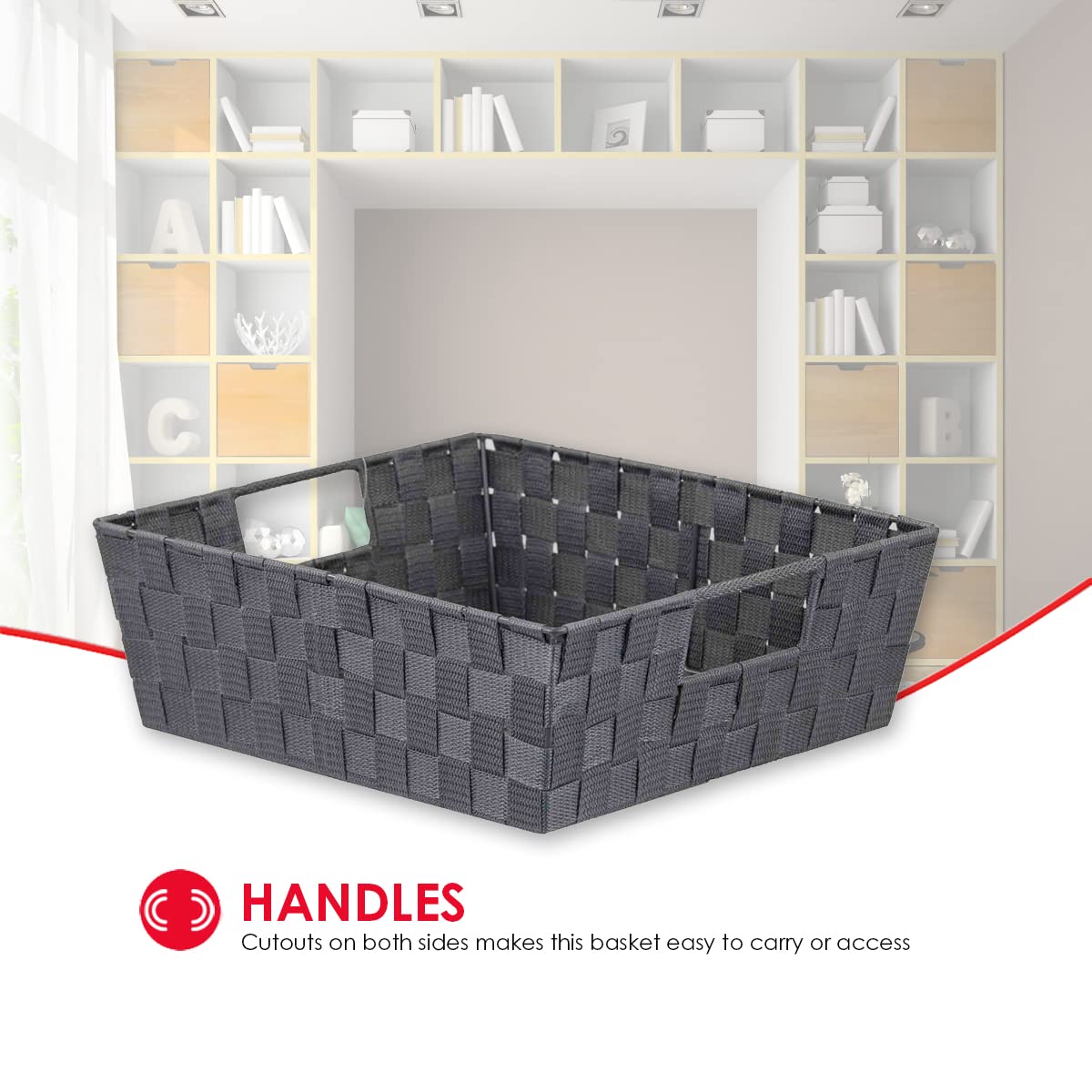 Grey Non-Woven Storage Bin With Open Handles By Home Basics | Closet Organization Essential