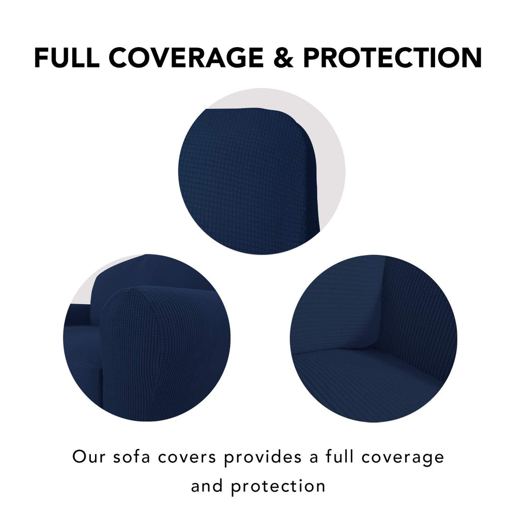 Purefit Stretch Oversized Sofa Slipcover – Spandex Jacquard Non Slip Soft Couch Sofa Cover, Washable Furniture Protector With Non Skid Foam And Elastic Bottom For Kids (Oversized Sofa,Navy)