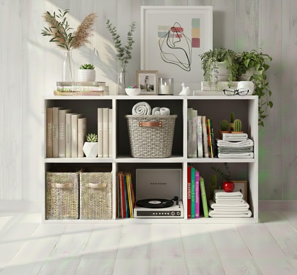 The Good Luck Wooden Bookcase Shelving Display Storage Shelf White, 2 * 2 * 2 Tier