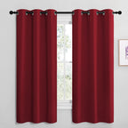 Nicetown Christmas Burgundy Red Kitchen Blackout Curtain Panels, Thermal Insulated Grommet Top Blackout Draperies And Drapes For
