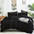 Clothknow Black Comforter Set California King Black Ruffle Bedding Comforter Sets Men Women Comforter All Black Bedding Ruffle Comforter Farmhouse Comforter Shabby Chic Bedding