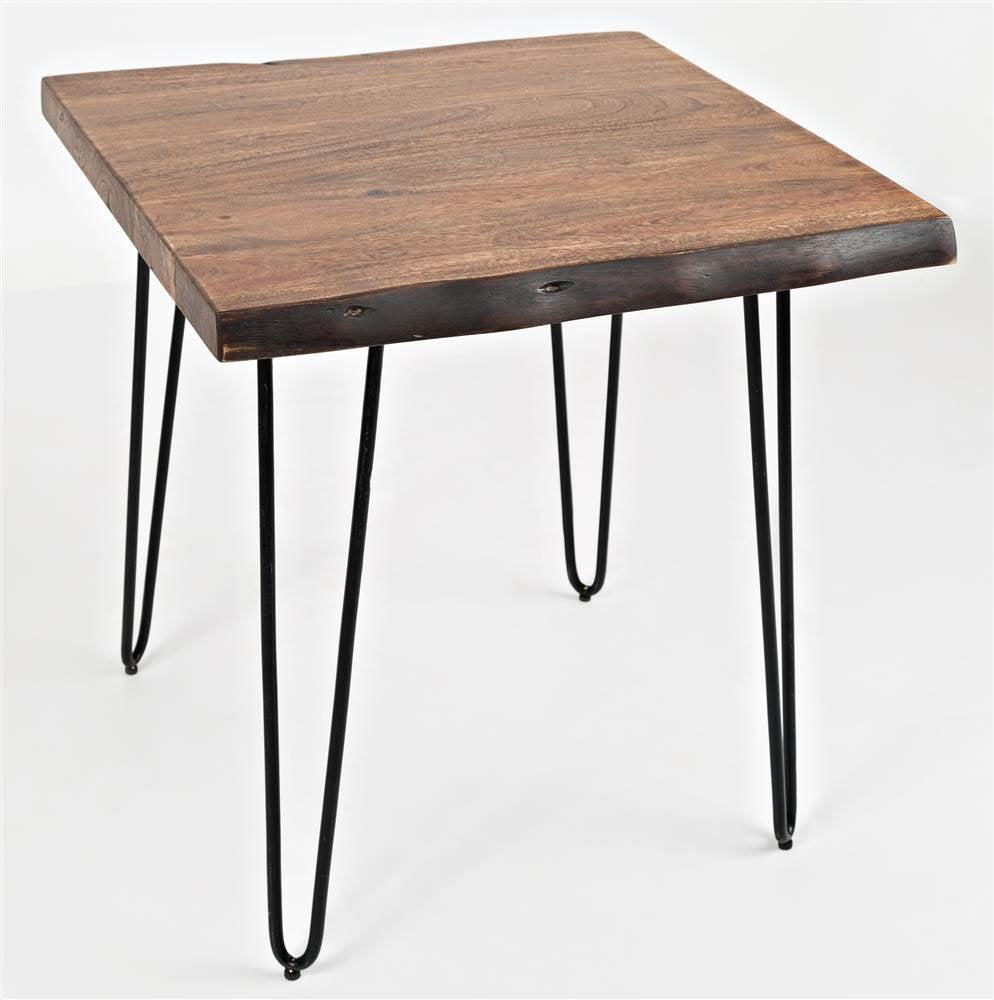 Jofran Nature's Edge Modern Solid Wood Natural Live Edge Square End Table, Chestnut