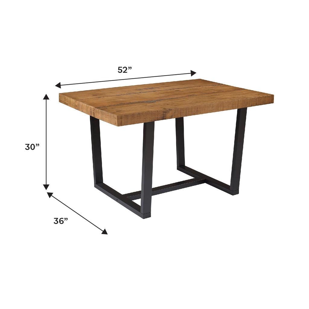 Walker Edison Andre Modern Solid Wood Dining Table, 52 Inch, Rustic Oak