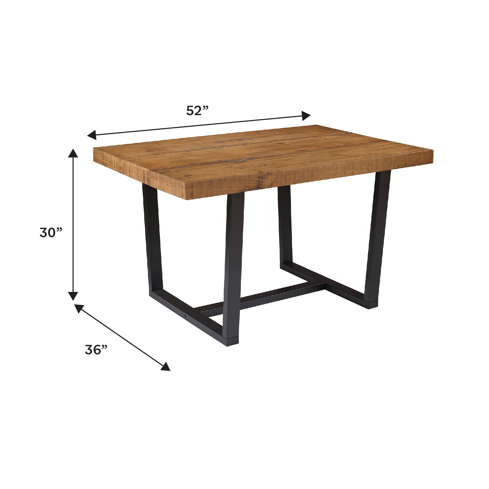 Walker Edison Andre Modern Solid Wood Dining Table, 52 Inch, Rustic Oak