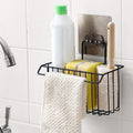 LUVINA Adhesive Caddy Hanger Sponge Holder Drain Storage Rack Basket (Black)
