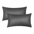 Brawarm Faux Leather Pillow Covers 12 X 20 Inches, Charcoal Gray Leather Pillow Covers Pack Of 2, Crocodile Leather Decorative L
