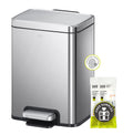 EKO Madison 6L / 1.6 Gal Bathroom Trash Can with Lid and Removable Inner Basket, Rectangular Small Step Trash Can, Brushed Stain