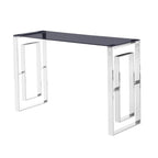 Best Master Mallory Stainless Steel And Smoked Glass Console Table In Silver