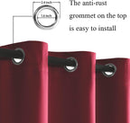 Jiuzhen Red Blackout Curtains For Bedroom - Light Blocking And Noise Reducing Grommet Curtains For Living Room Darkening Curtains, Set Of 2 Window Curtain Panels, 38 X 72 Inch Length