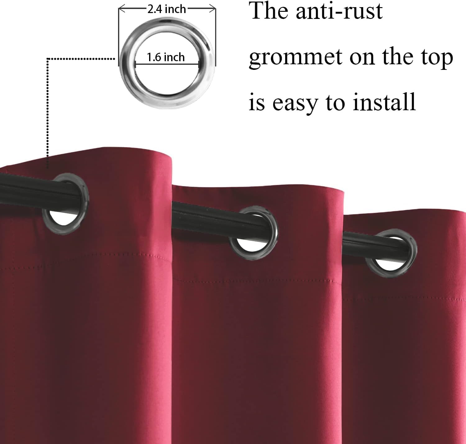 Jiuzhen Red Blackout Curtains For Bedroom - Light Blocking And Noise Reducing Grommet Curtains For Living Room Darkening Curtains, Set Of 2 Window Curtain Panels, 38 X 72 Inch Length