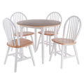 Sorella 5-Pc Drop Leaf Dining Table with Windsor Chairs - Natural and White