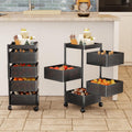Nexanest Multipurpose Kitchen Storage Trolley With Wheels, 4 Tier Rolling Utility Cart, Metal Fruit & Vegetable Basket Organizer