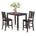 East West Furniture BUCK3-BLK-W 3 Piece Kitchen Counter Height Dining Table Set Contains a Rectangle Dining Room Table and 2 Wooden Seat Chairs, 30x48 Inch, Black