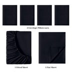 Bysure 6 Pieces Bed Sheets Set(Queen, Black) - Hotel Luxury Super Soft 1800 Thread Count 100% Microfiber Sheets With Deep Pocket