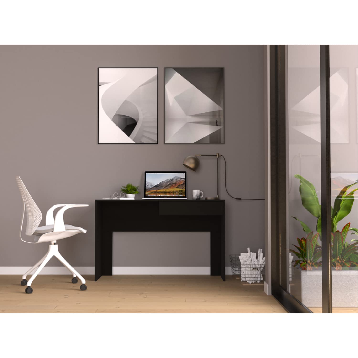 Acanto 1 Drawer Writing Computer Desk, Black