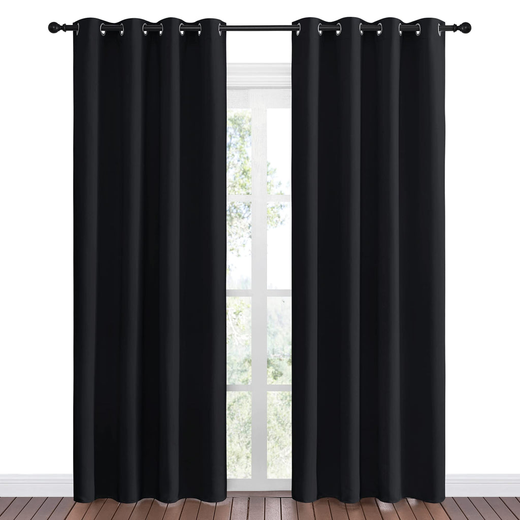 Nicetown Halloween Blackout Curtain Panels 86 Inches - Light Reducing Thermal Insulated Solid Grommet Blackout Curtains/Panels/D