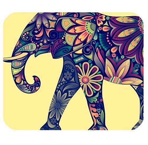 Schoolsupplies Rectangle Mouse Pad Mat With Aztec Elephant Image Cloth Cover Non-Slip Backing