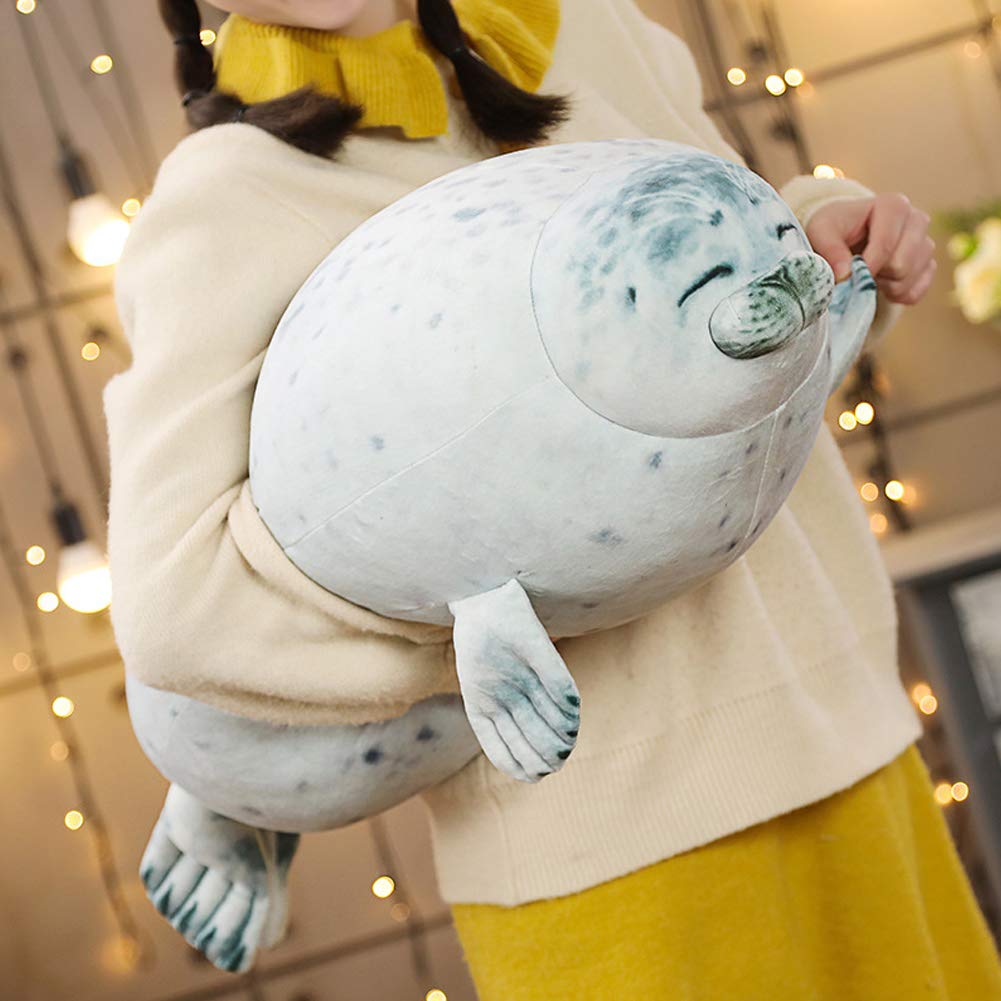 EHOTONG Cute Blob Seal Pillow, Chubby Seal Plush Hug Pillow Soft Stuffed Animal Toy (White, 24')