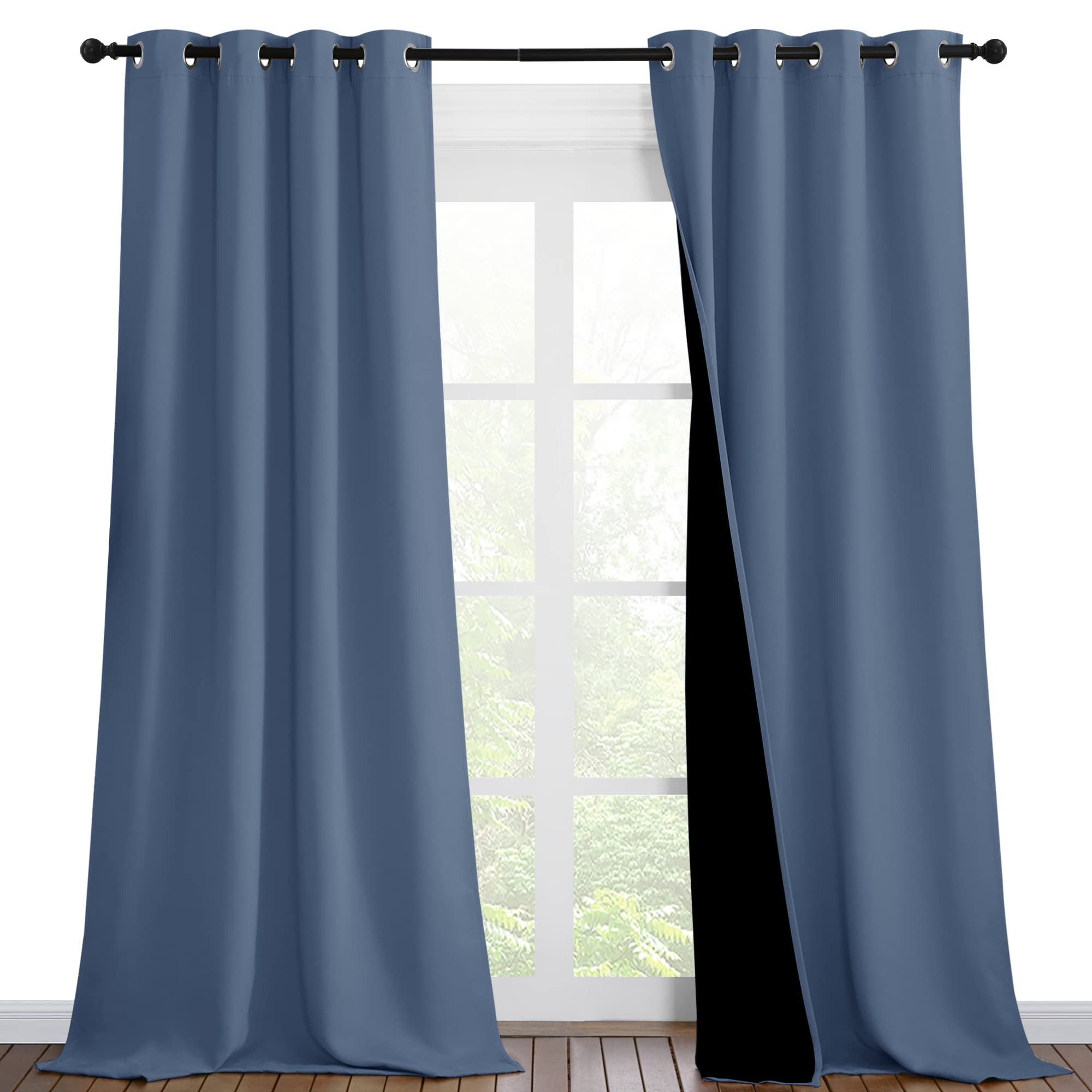 Nicetown Insulated 100% Blackout Curtains, Noise Reducing Performance Drapes With Black Lining, Full Light Blocking Draperies Fo