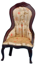 Classics Dollhouse Victorian Ladys Chair, Mahogany with Floral Fabric
