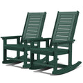 Greenvines Outdoor Rocking Chairs | Set Of 2 | Porch Rocker | Hdpe Plastic | Forest Green | Oversized Rockers | High Back | Big & Tall | Ladder Back | For Patio Outside Backyard Balcony Garden